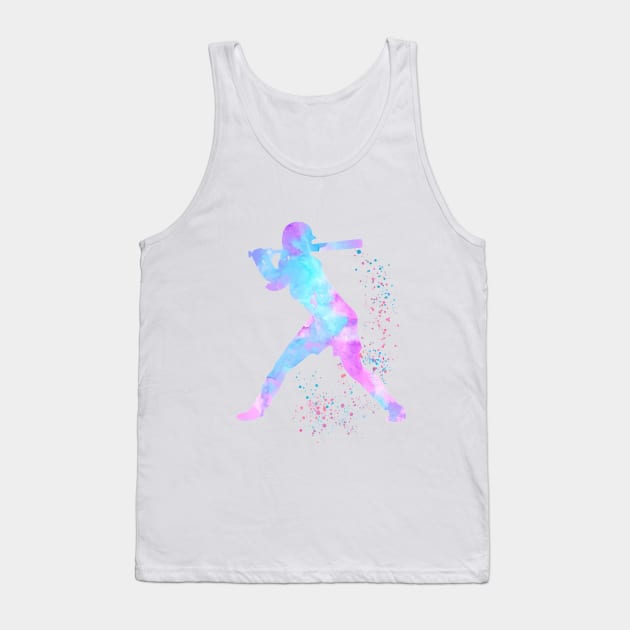 Baseball Girl Batter Watercolor Silhouette Tank Top by LotusGifts